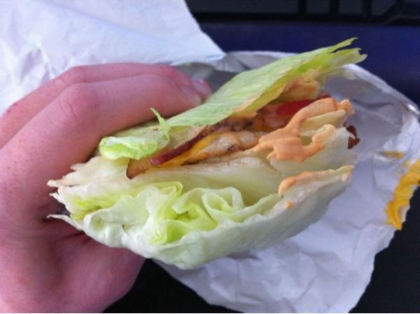 Lucky's Chicken Sandwich on "naked" bun