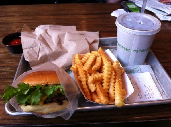 The Shackburger, fries and root beer from Shake Shack.