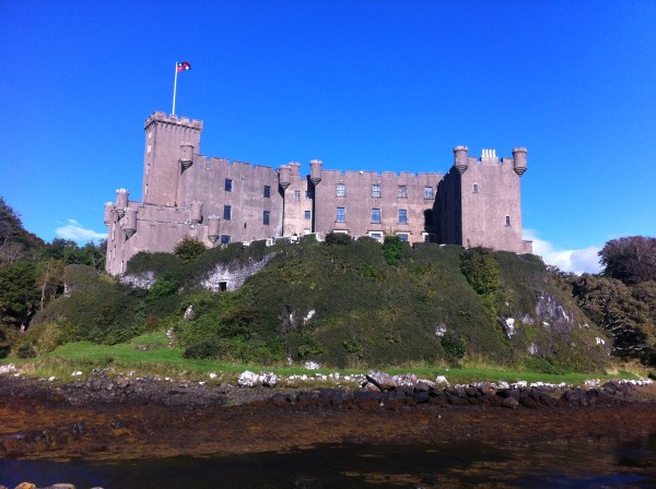 Dunvegan Castle sits overlooking the water. 